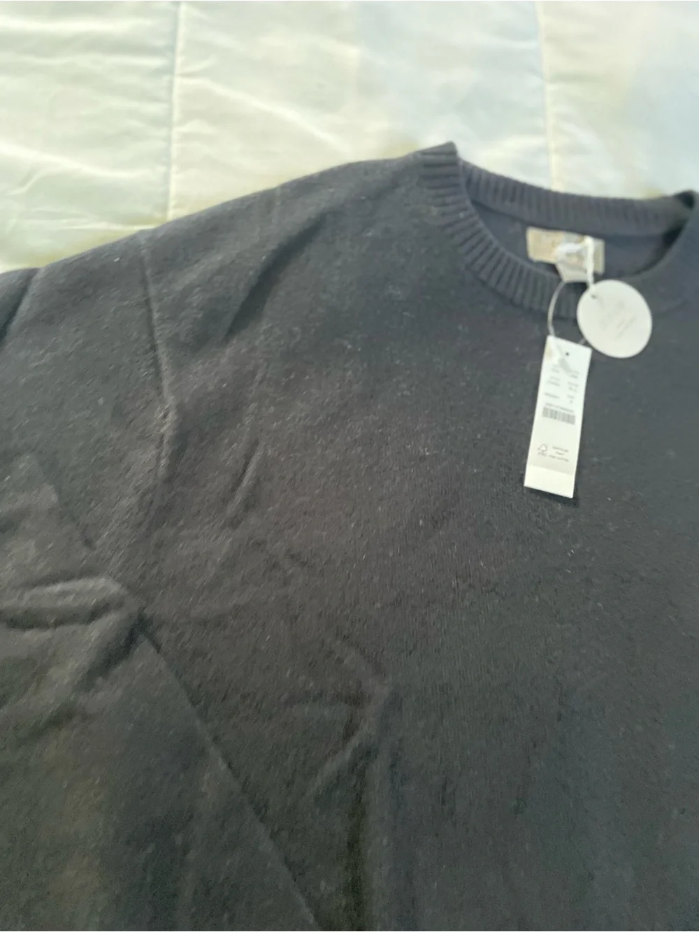 J. Crew Men’s Black 100% Cashmere Crewneck Sweater - Lightweight Knit